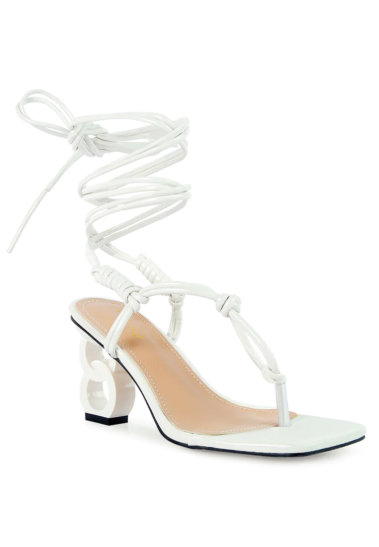 CASSINO THONG LACE UP CHAIN HEEL SANDAL