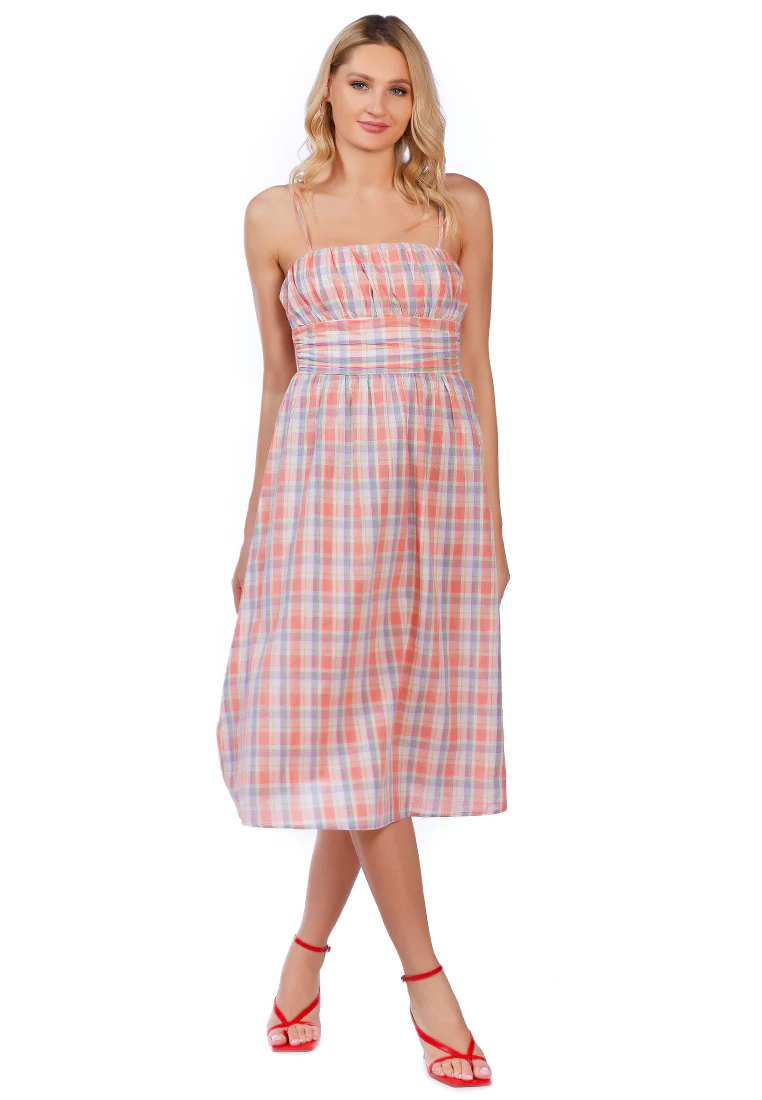 CHECKERED MIDI SLIP DRESS