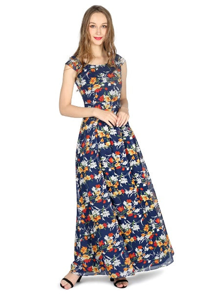 Vestido maxi de gasa