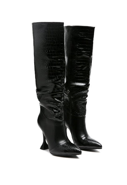 Croc Stiletto Boots altos de rodilla