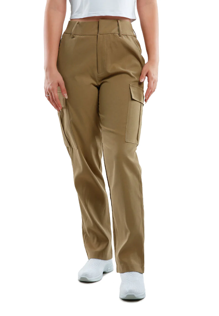 Pantalones rectos de cintura alta informal
