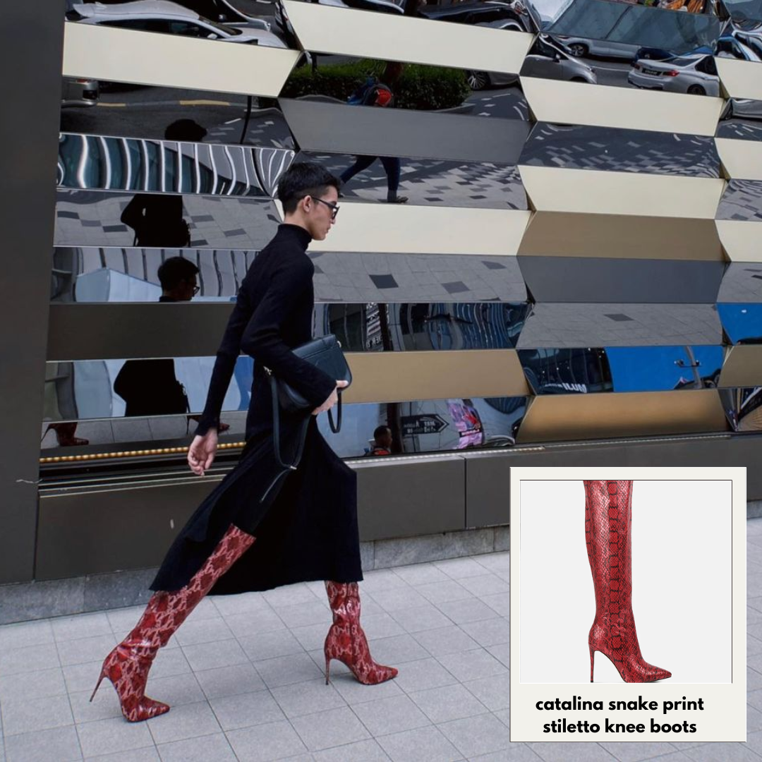 Catalina Snake Print Stiletto Knee Boots