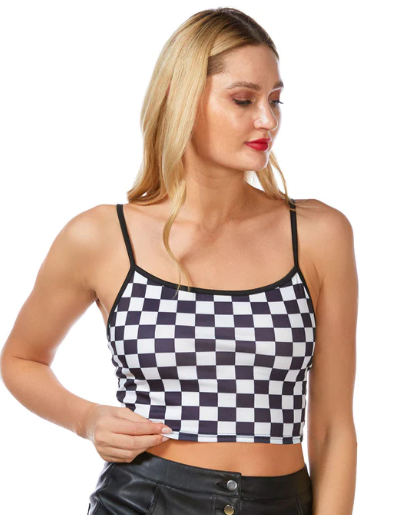 Checkerboard Spaghetti Crop Top