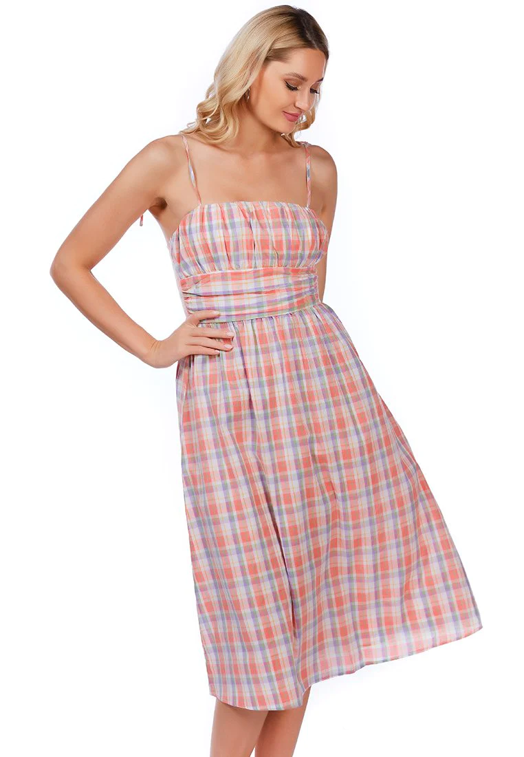 Checkered Midi Slip Dress