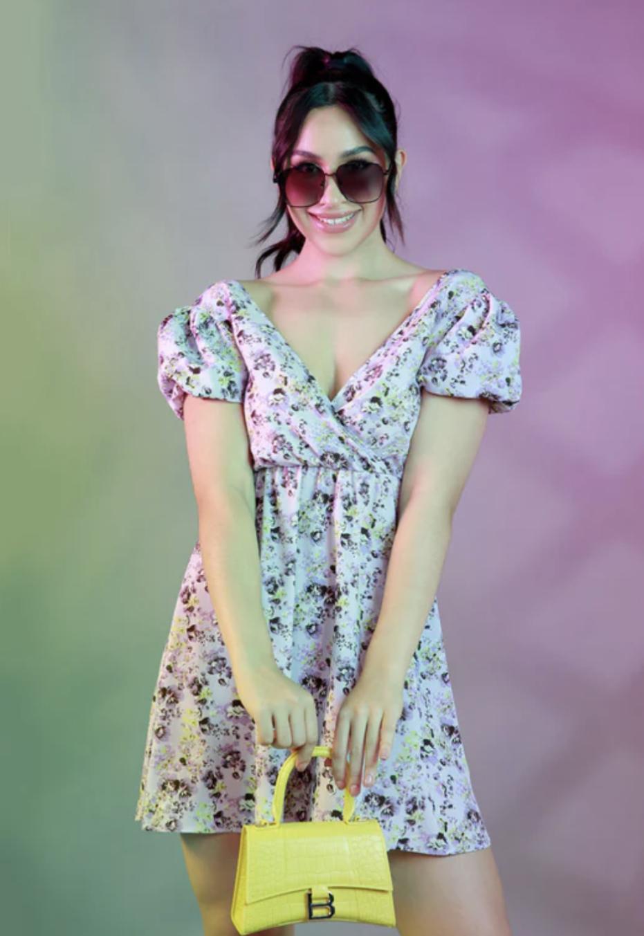 Floral Short Cut Out Dress