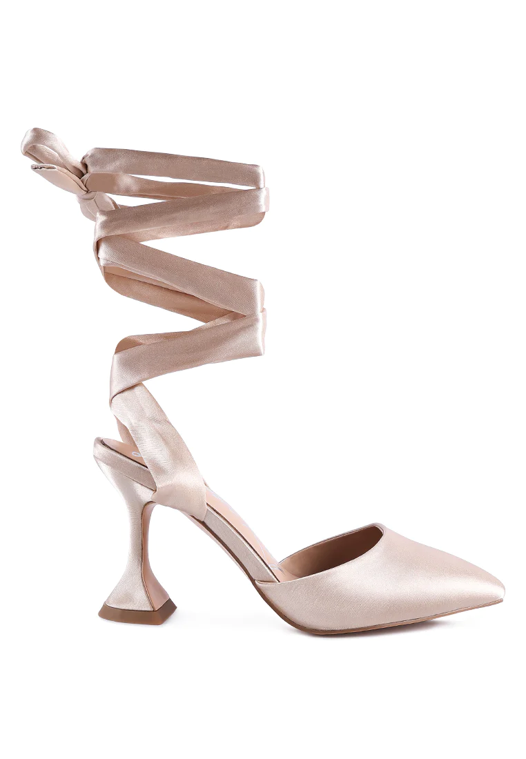 Fonda Mid Up Tie Up Satin Sandals