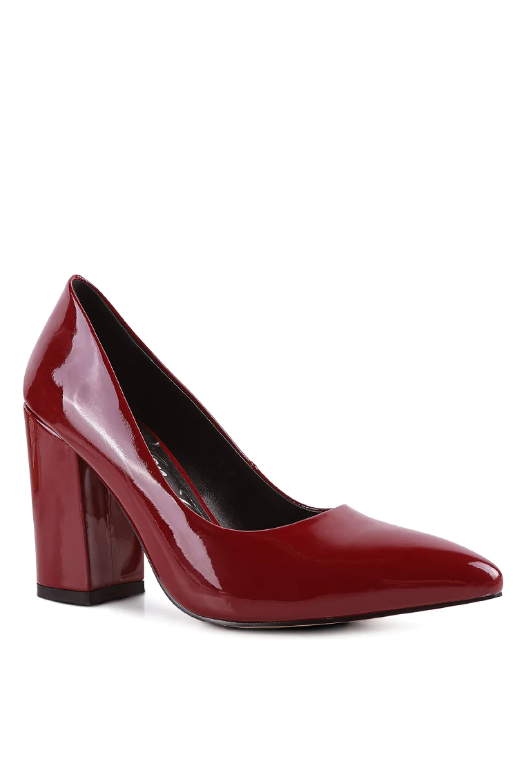 Kamira Block Heeled Formal Faux Leather Pumps