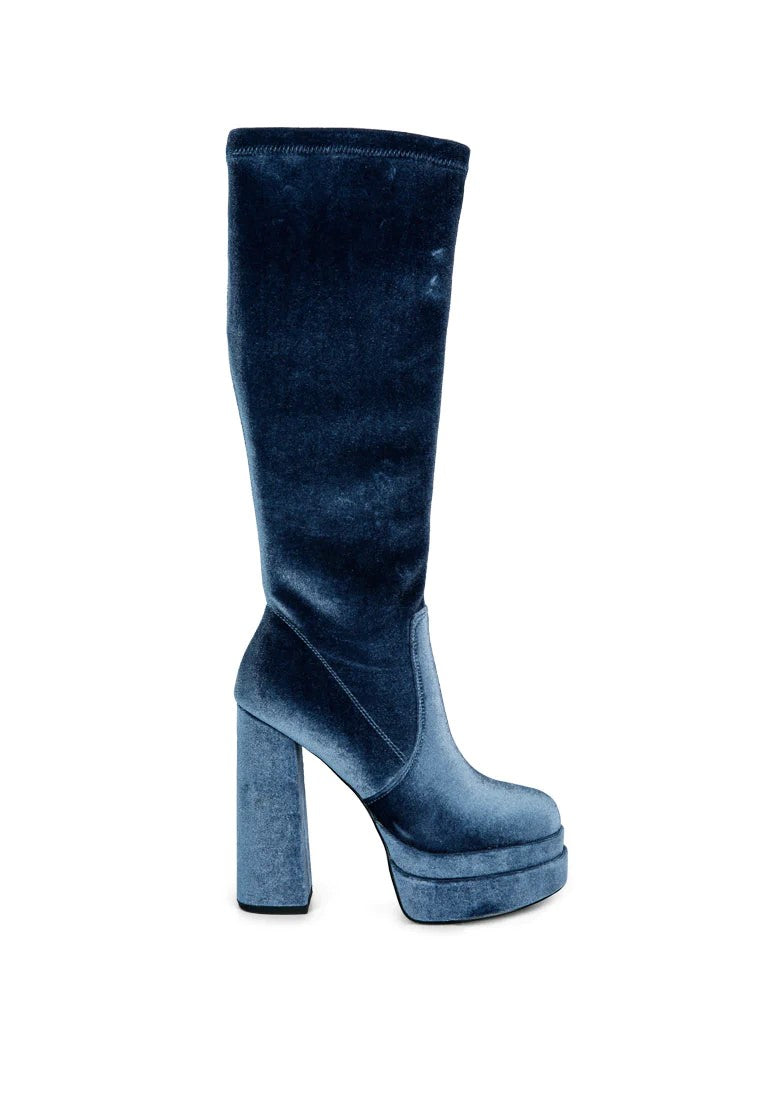 Lazuli High Block Heel Velvet Boot