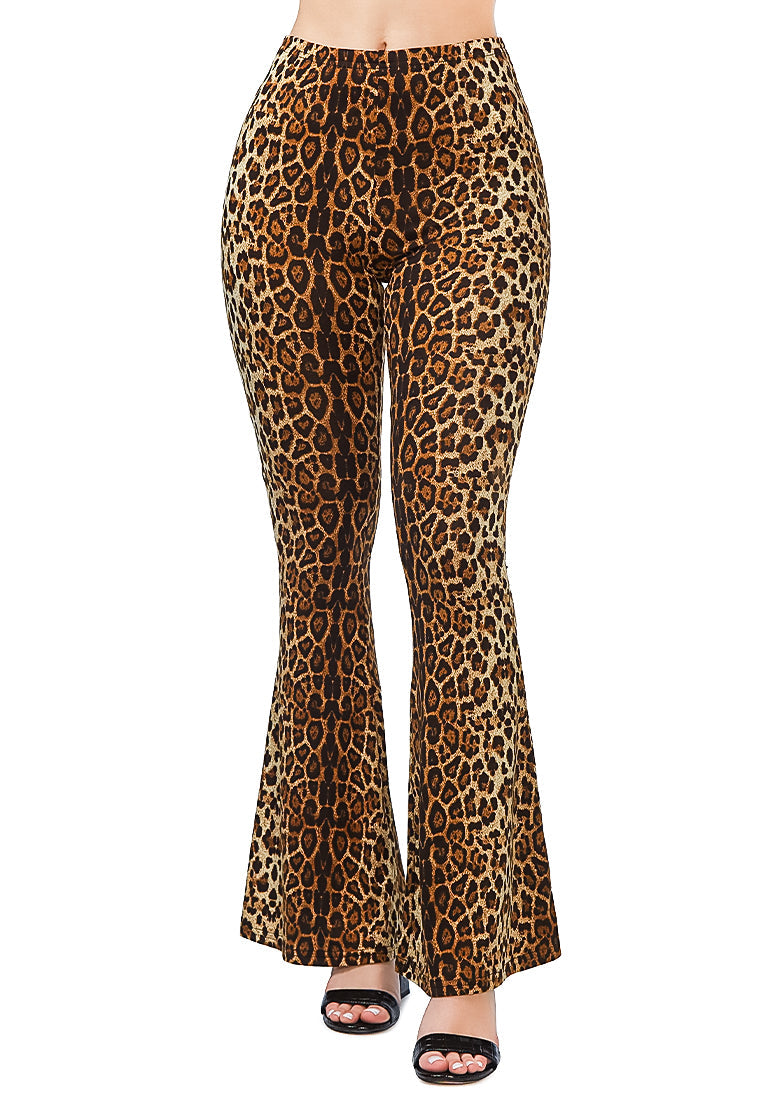 Pantalones acampanados de estampado de leopardo