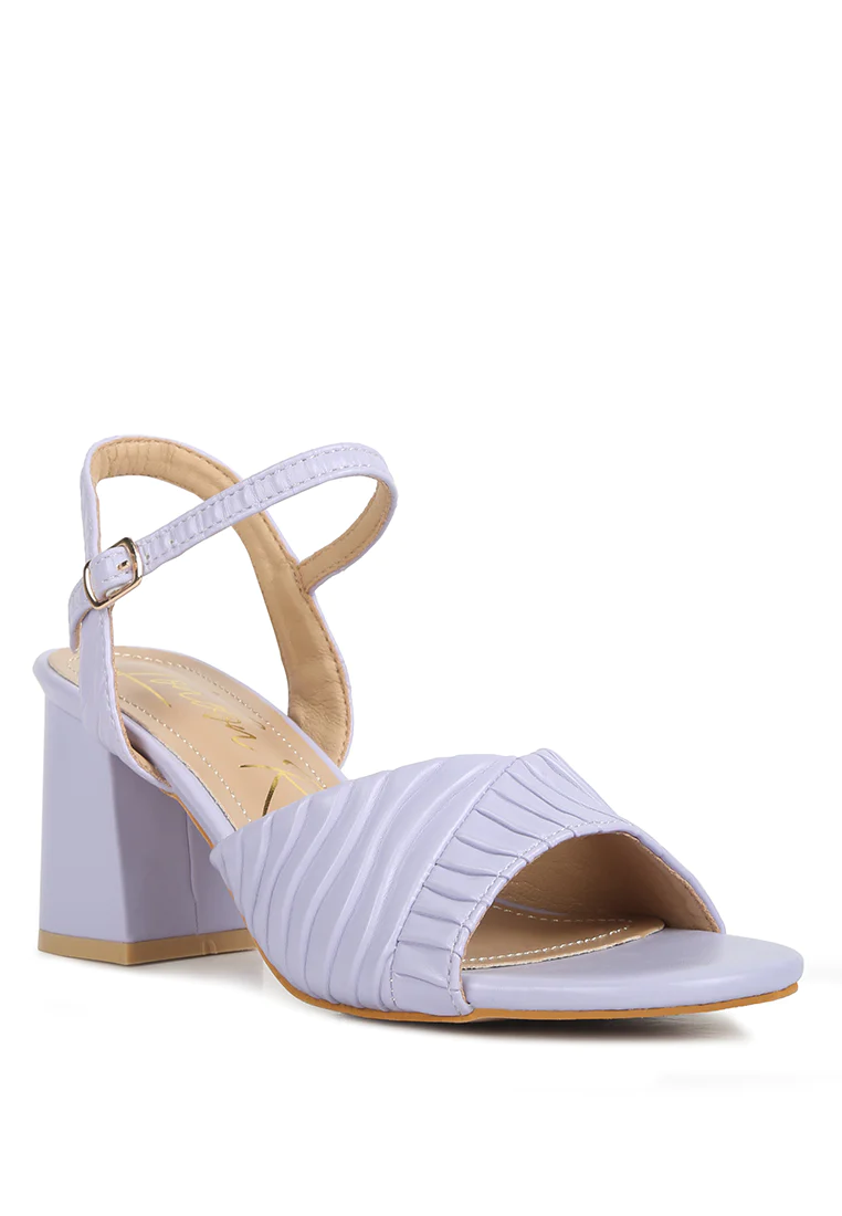 Nicholas Pleated Strap Block Heel Sandals