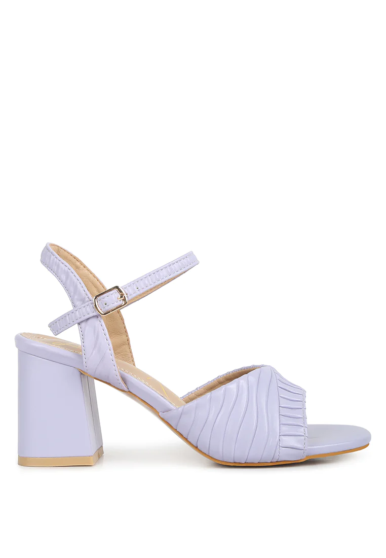 Nicholas Pleated Strap Block Heel Sandals