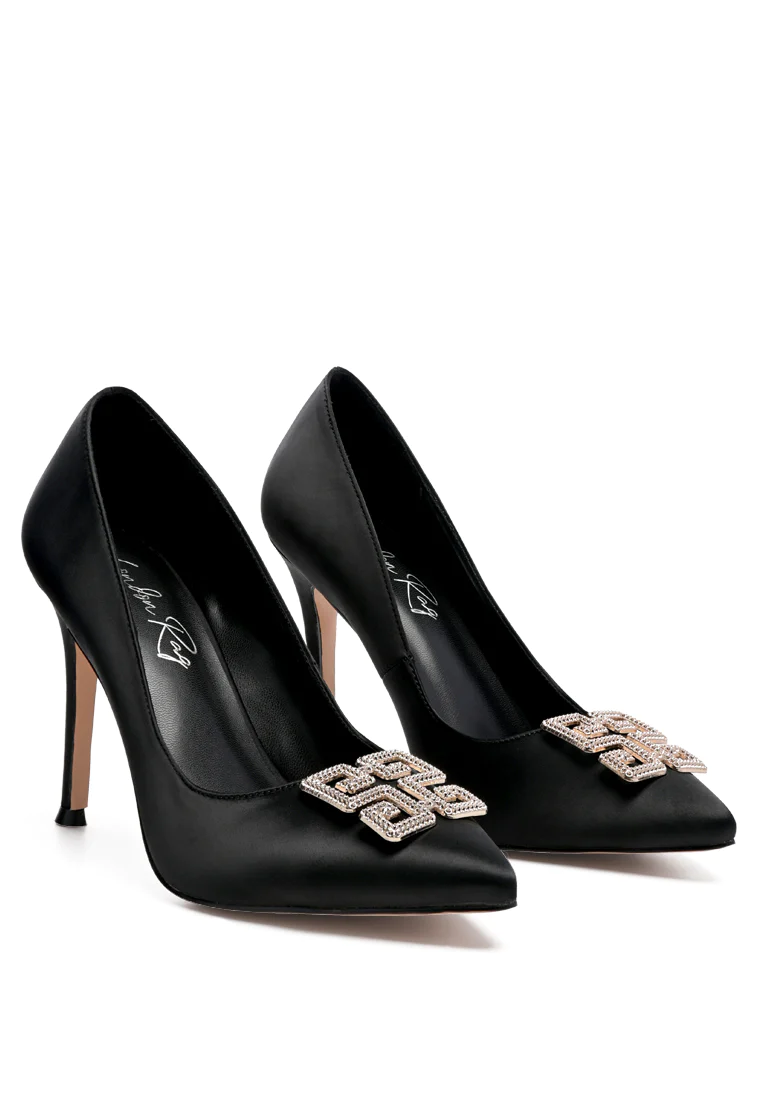 Bombas de broche de cristal prisca Stiletto