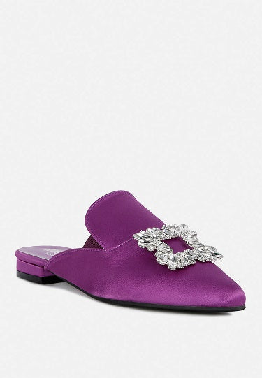 Perrine Diamante Broche Slip On Mulas