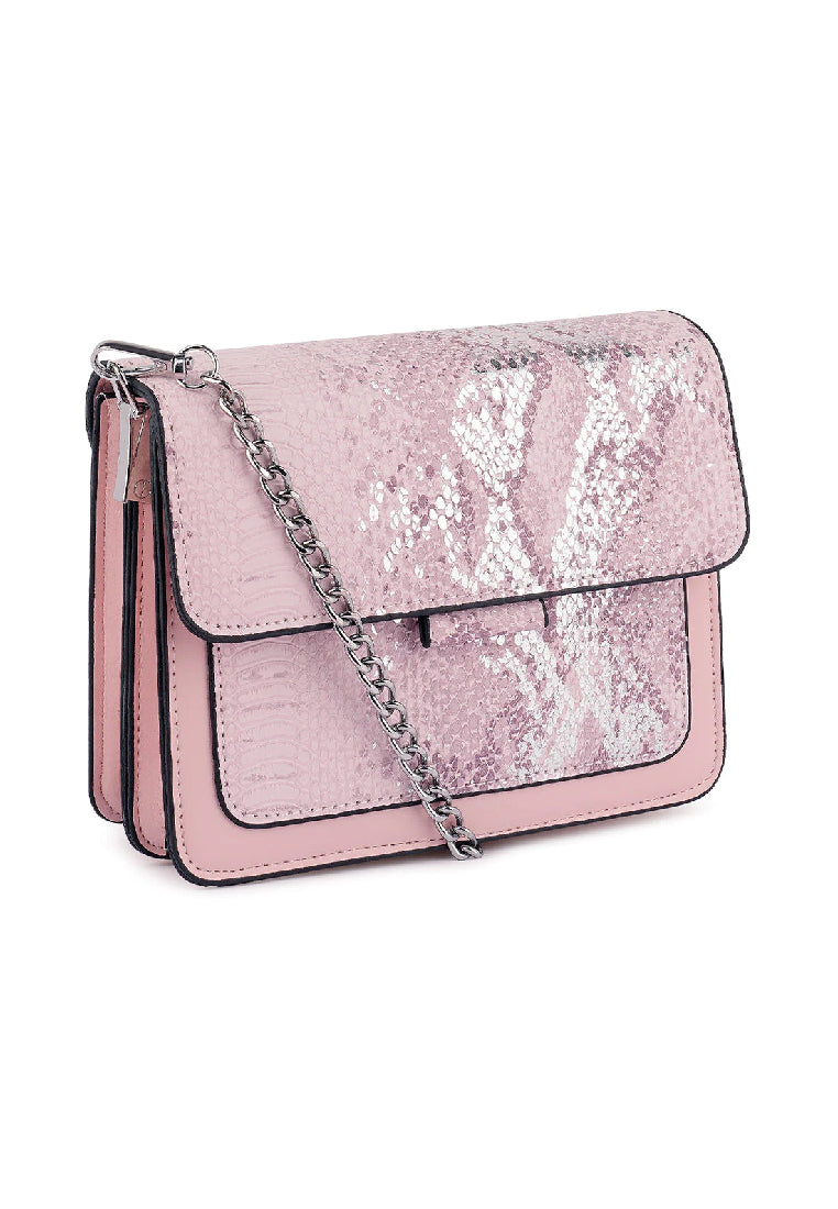 Pink Reptile Print Sling Bag