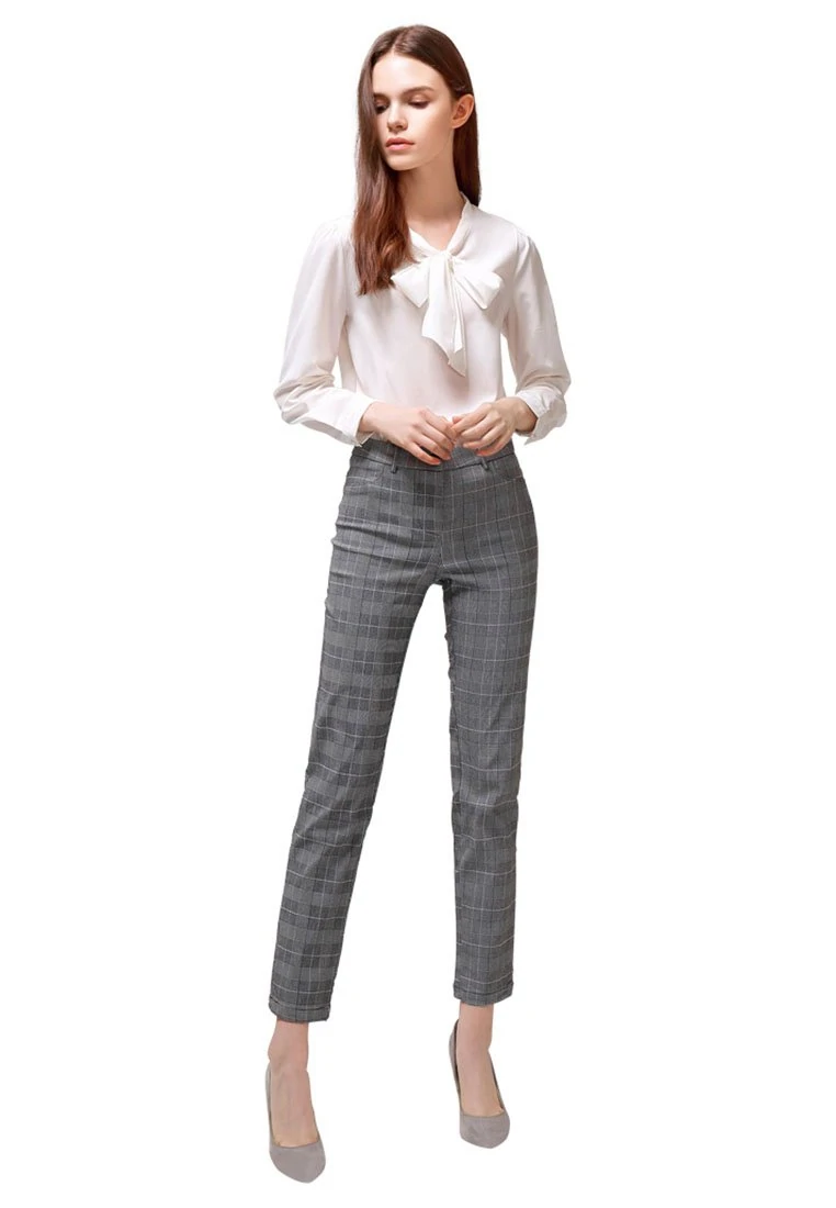 PLAID STRAIGHT TROUSERS