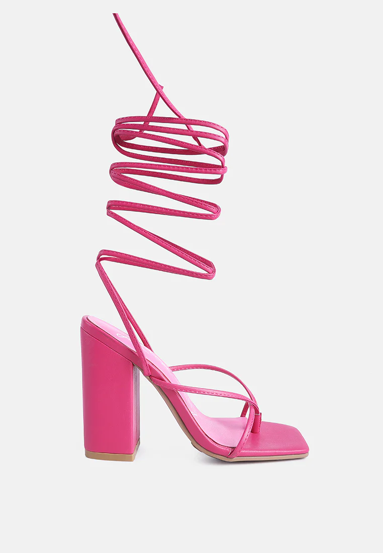 Pole Dance Lace-Up Block Heel Sandals