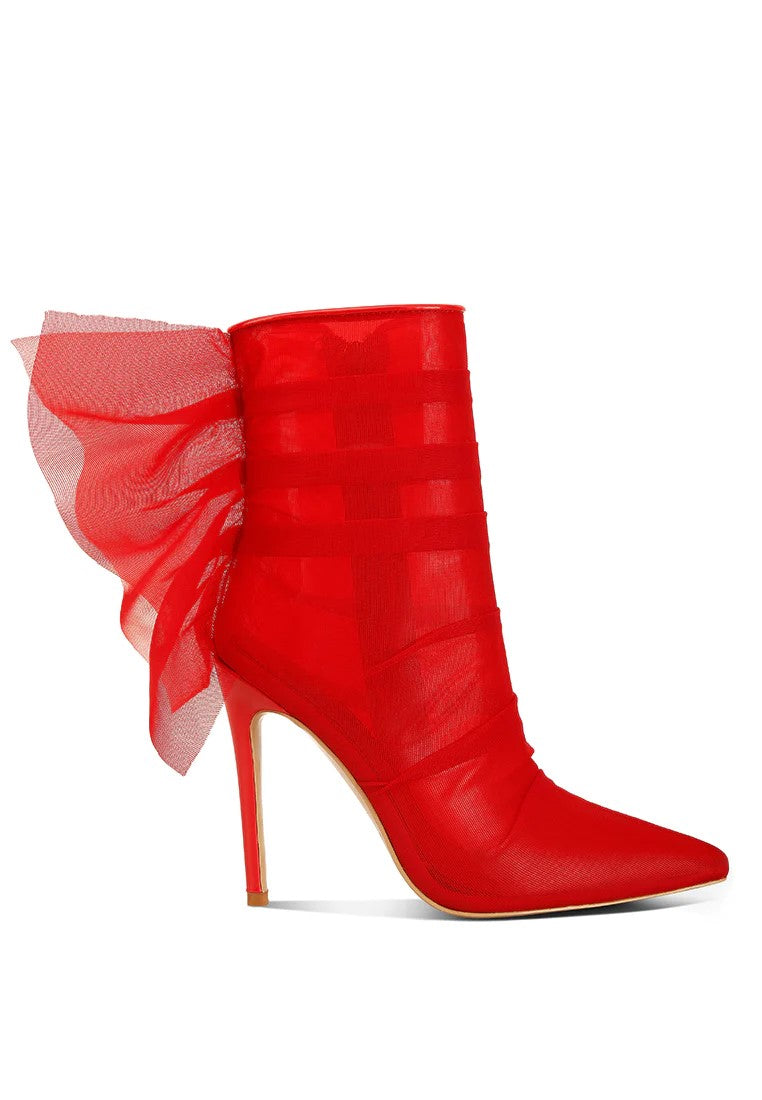 Princess Organza Wrapped Style Heeled Ankle Boots