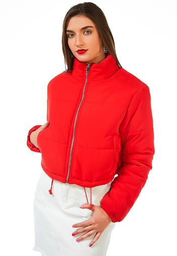 RED CROPPED PUFFER JACKET