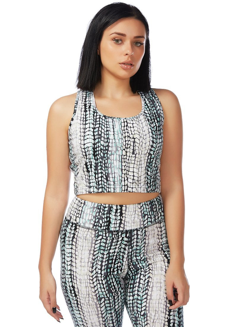 SNAKE PRINT YOGA CROP TOP