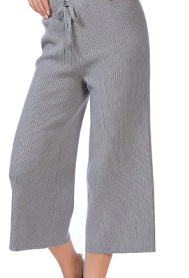 Solid Casual Drawstring Cropped Pants