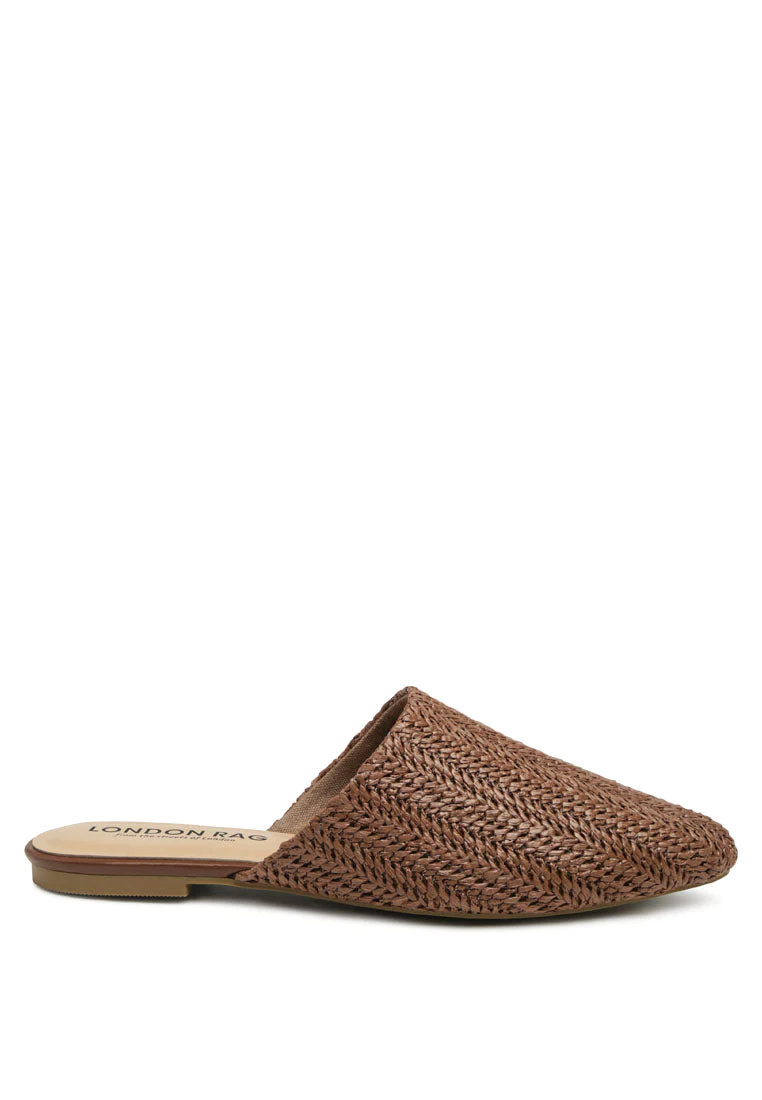 Straw Very Woven Raffia Mules