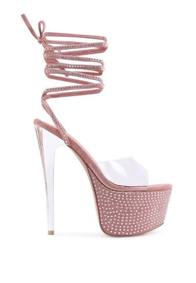 Sugar Mom Strappy Diamante Platform Sandal Heels Tinggi