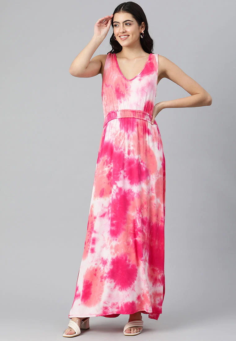 Tie Dye Summer Maxi Vestido