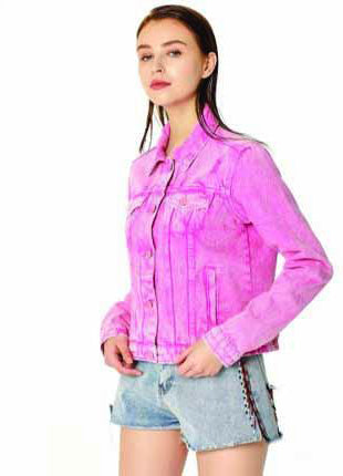 pink denim jacket