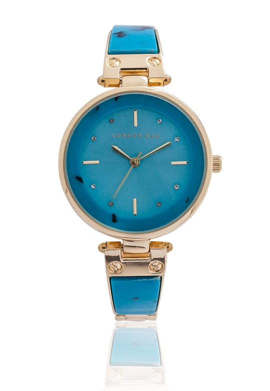 นาฬิกาหมุนรอบผู้หญิงสีน้ำเงิน