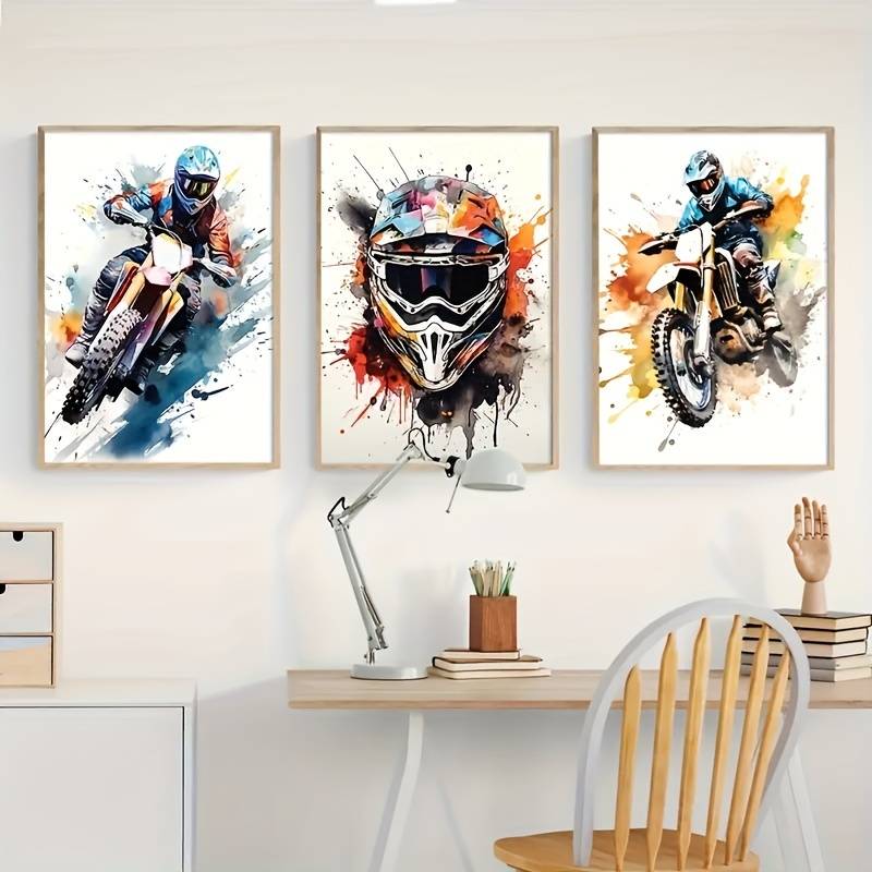 affiche moto cross colorée
