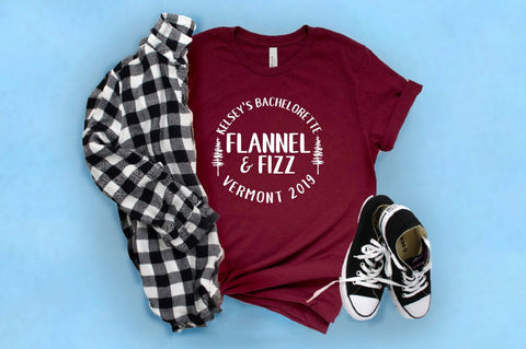 flannel and fizz bachelorette party tees