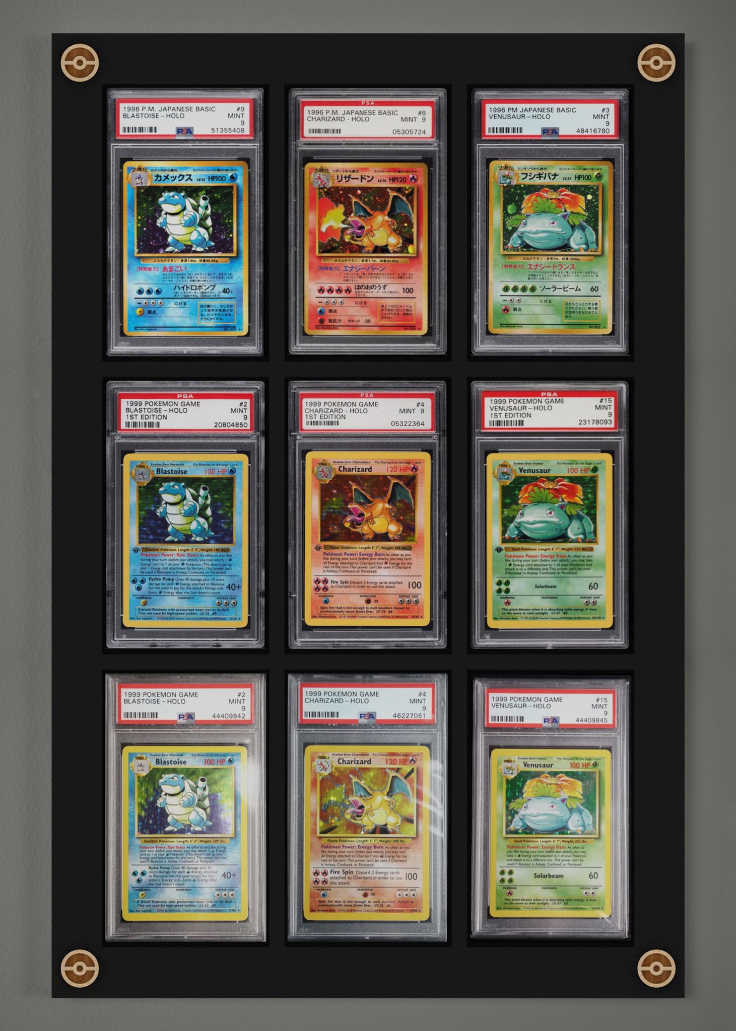 9 Slot Psa Graded Card Display Perfect For Pokemon Starter Evolution Pokedreamer