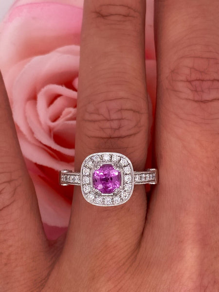 pink sapphire princess cut engagement rings
