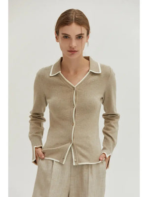 Dalia Sweater Knit Top with Contrast Pop - Kim and Cloth