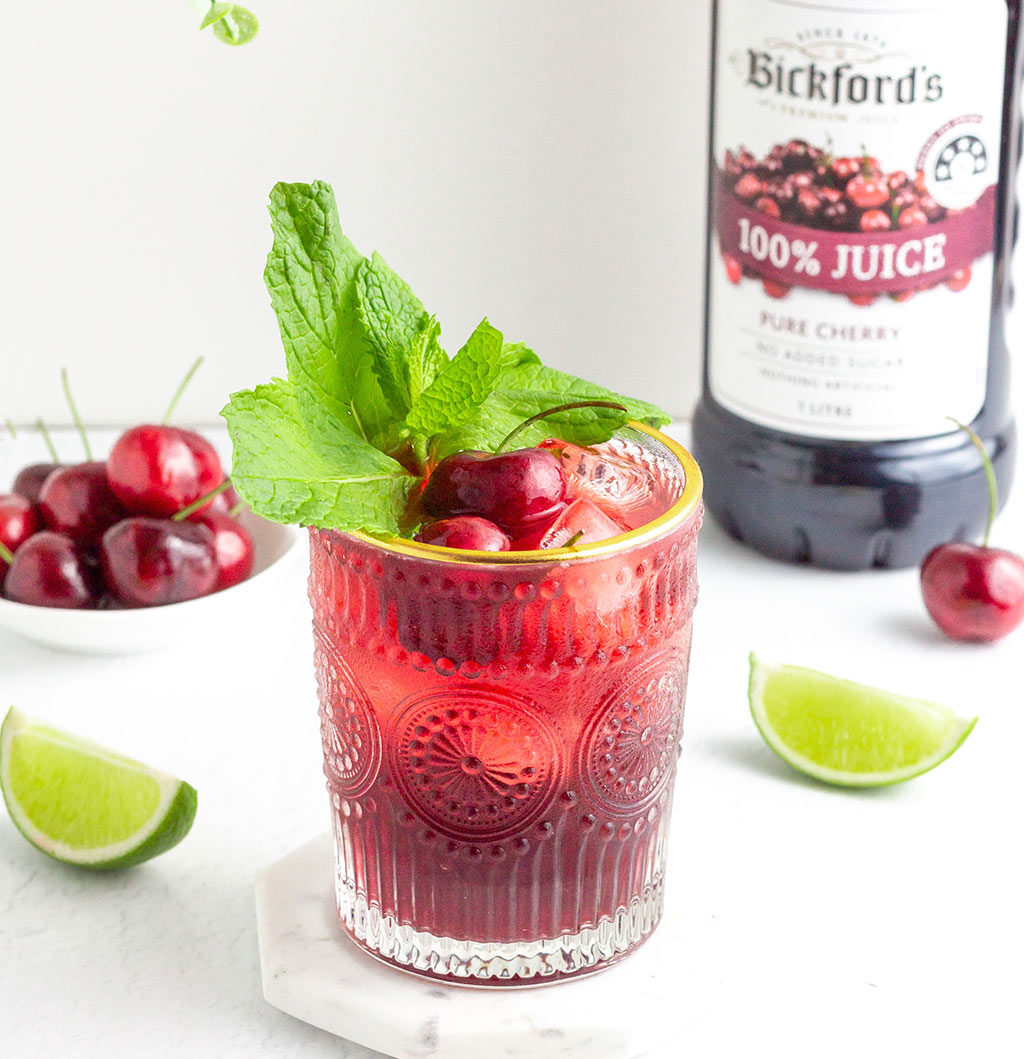 Cherry Burst mocktail with Bickfords cherry juice