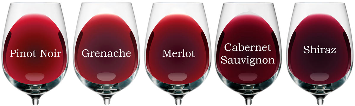 Red wine colour intensity between different wine types