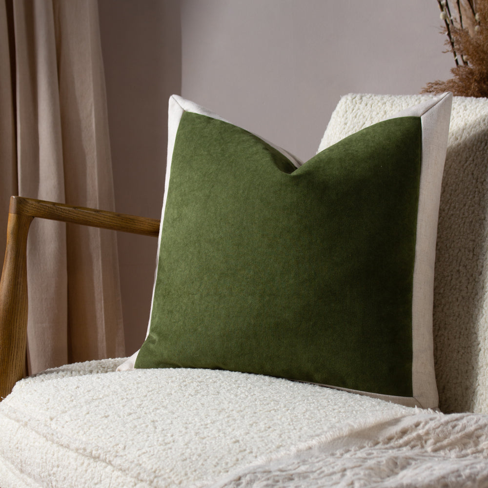 Photos - Pillow Olive Auden Linen Velvet Cushion  Oil,  Oil / 50 x 50cm / Polyester Fi 