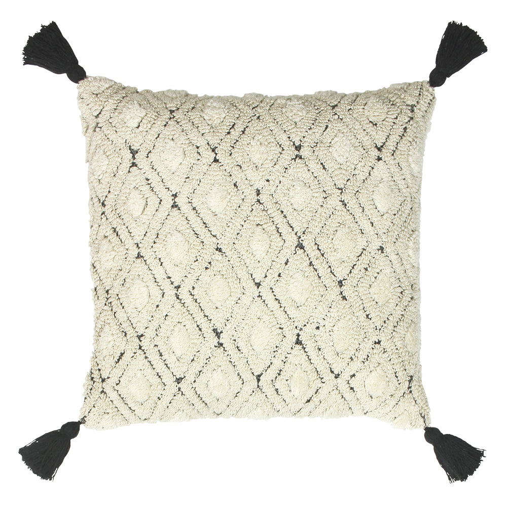 Photos - Pillow Berbera Geometric Tufted Cushion Natural/Black, Natural/Black / 45 x 45cm