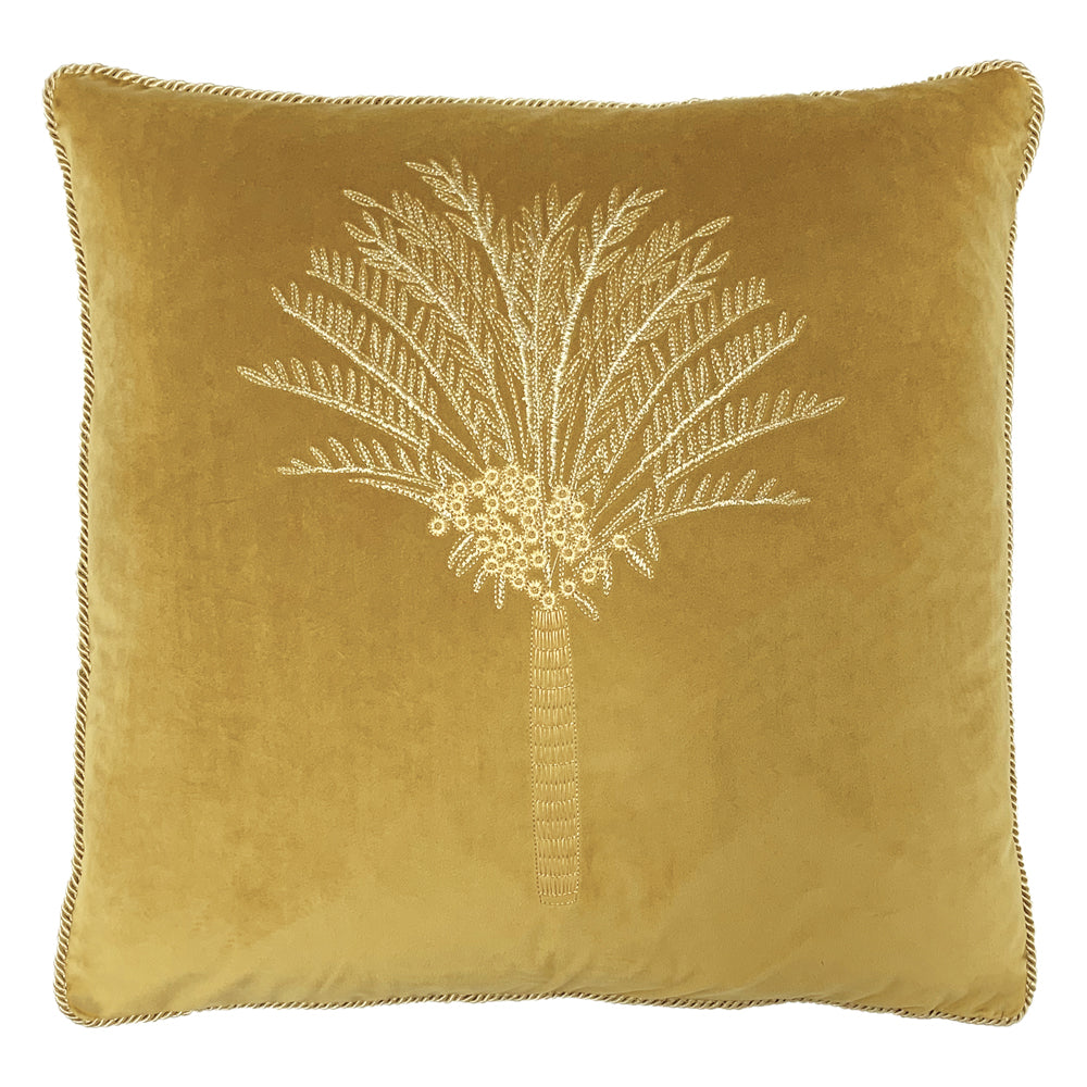 Photos - Pillow Desert Palm Embroidered Velvet Cushion Olive, Olive / 50 x 50cm / Polyeste