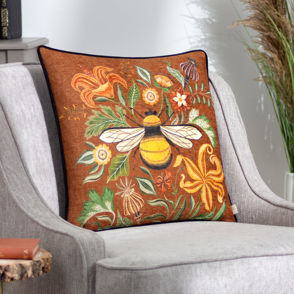 Photos - Pillow Evans Hawthorn Bee Cushion Ginger, Ginger / 43 x 43cm / Polyester Filled HAWTBEE 