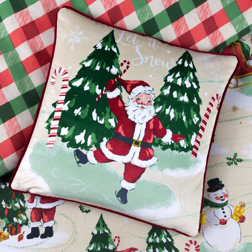 Photos - Pillow Jolly Santa Let It Snow Cushion Ruby Red, Ruby Red / 43 x 43cm / Polyester 