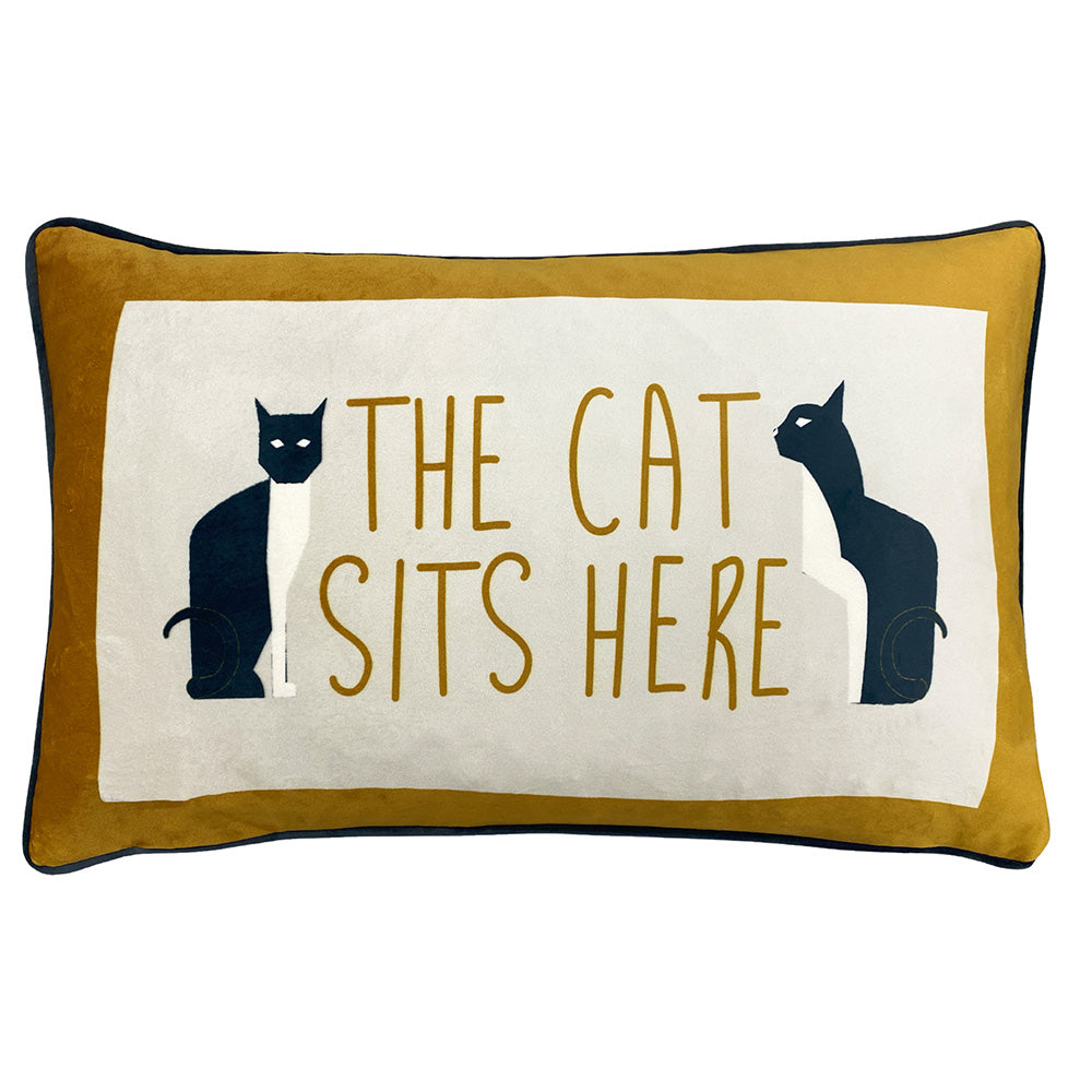Photos - Pillow Kitta Sits Here Cushion Ochre, Ochre / 30 x 50cm / Cover Only KITTA/3CC/OC