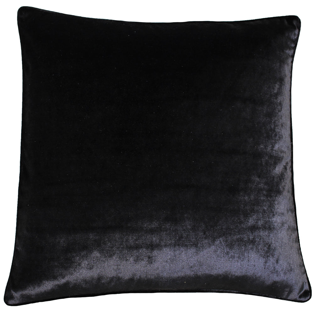 Photos - Pillow Luxe Velvet Piped Cushion Black, Black / 55 x 55cm / Polyester Filled LUXV