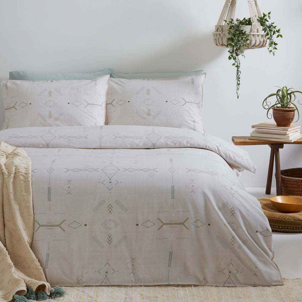 Photos - Bedspread / Coverlet Mini Inka Aztec Inspired 100 Cotton Duvet Cover Set Natural, Natural / Dou
