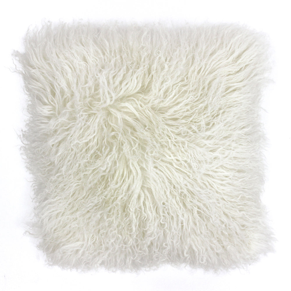 Photos - Pillow Mongolian Sheepskin Cushion Pristine, Pristine / 40 x 40cm / Polyester Fil