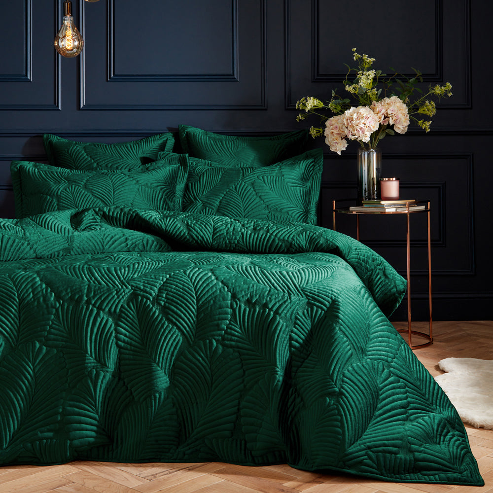 Photos - Bedspread / Coverlet Palmeria Quilted Velvet Duvet Cover Set Emerald, Emerald / Single PALMERI/