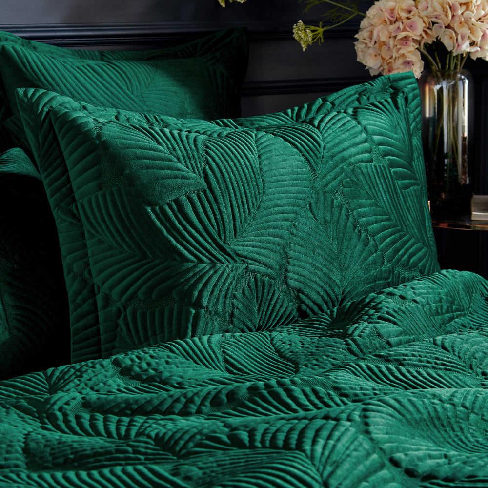 Photos - Pillowcase Emerald Palmeria Quilted Velvet   PALMERI/D06/EME 