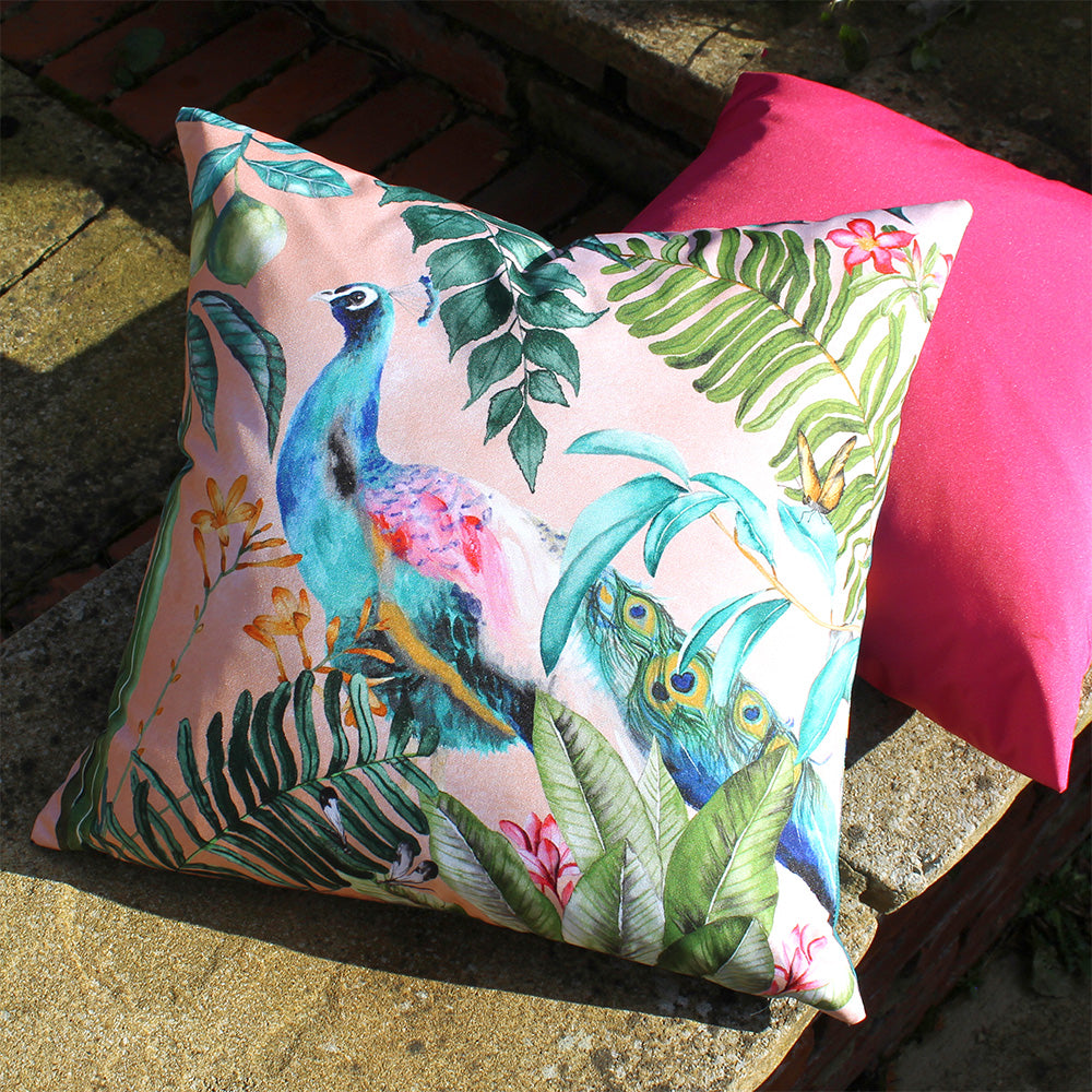 Photos - Pillow Peacock Outdoor Cushion Blush, Blush / 43 x 43cm / Cover Only PEACOCK/CC5/