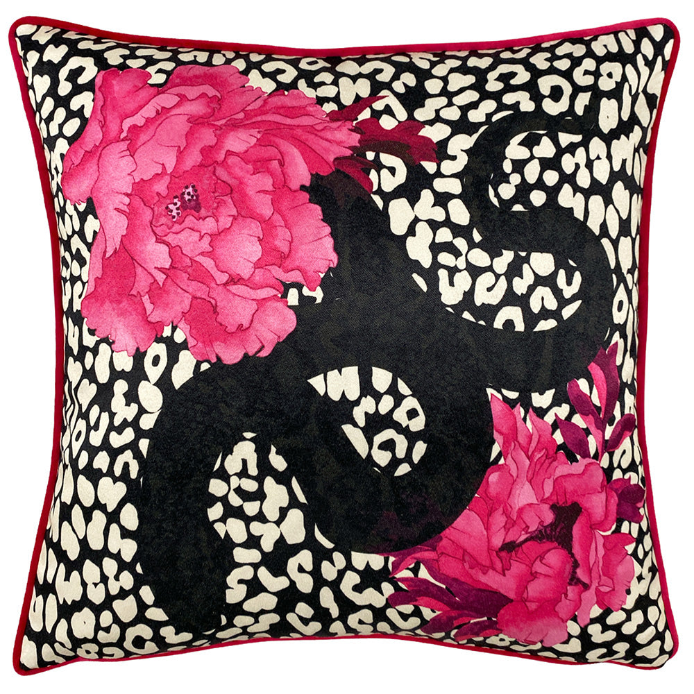 Photos - Pillow Serpentine Animal Print Cushion Black/Ruby, Black/Ruby / 43 x 43cm / Cover