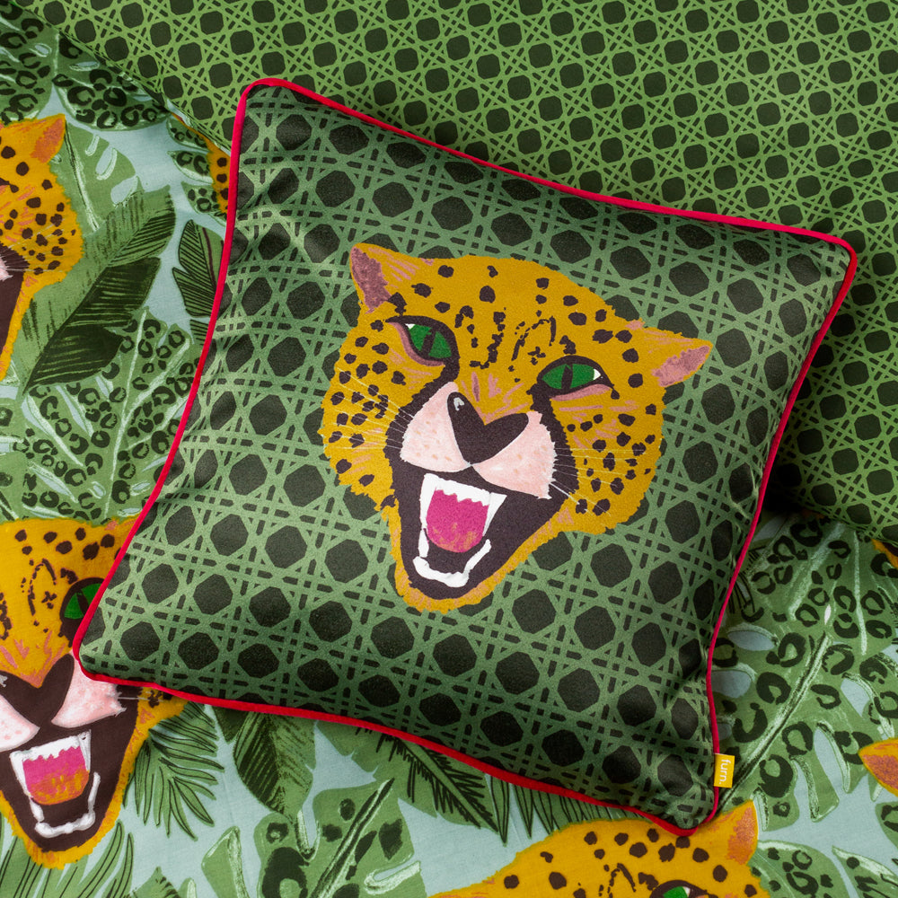 Photos - Pillow Untamed Cheetah Cushion Green, Green / 43 x 43cm / Cover Only UNTAMED/CC5/